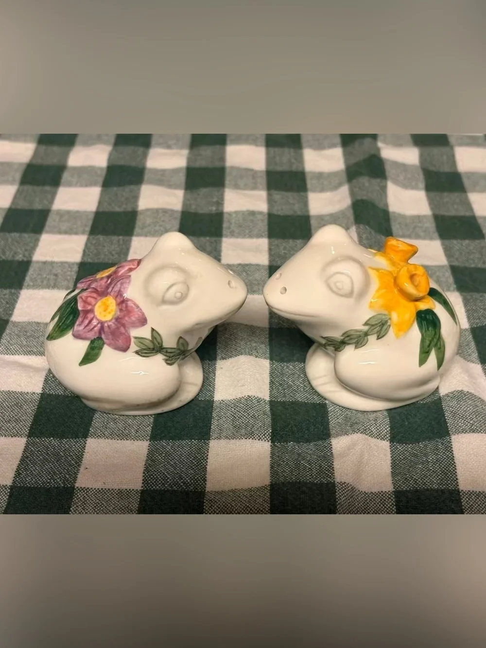 Ceramic frog salt and pepper shakers